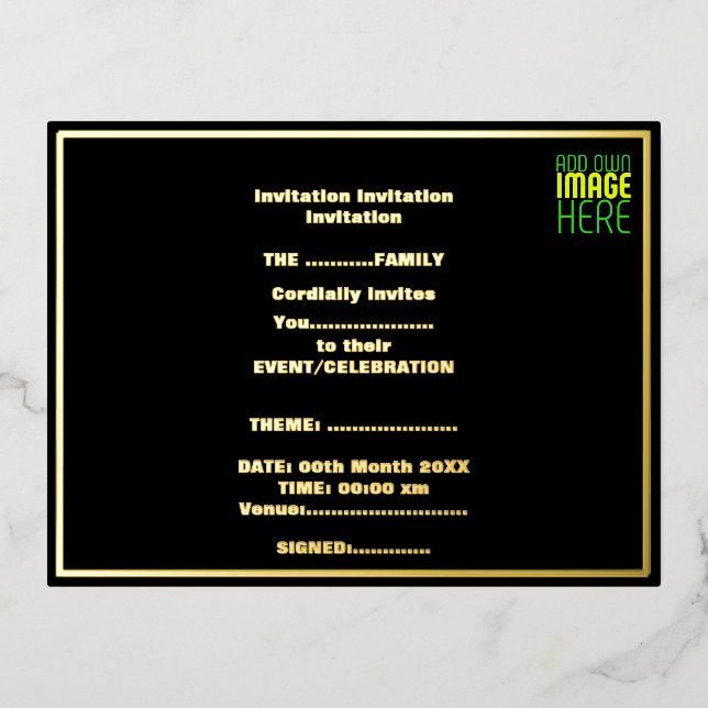 MODERN EDITABLE SIMPLE BLACK IMAGE TEXT TEMPLATE (Front)