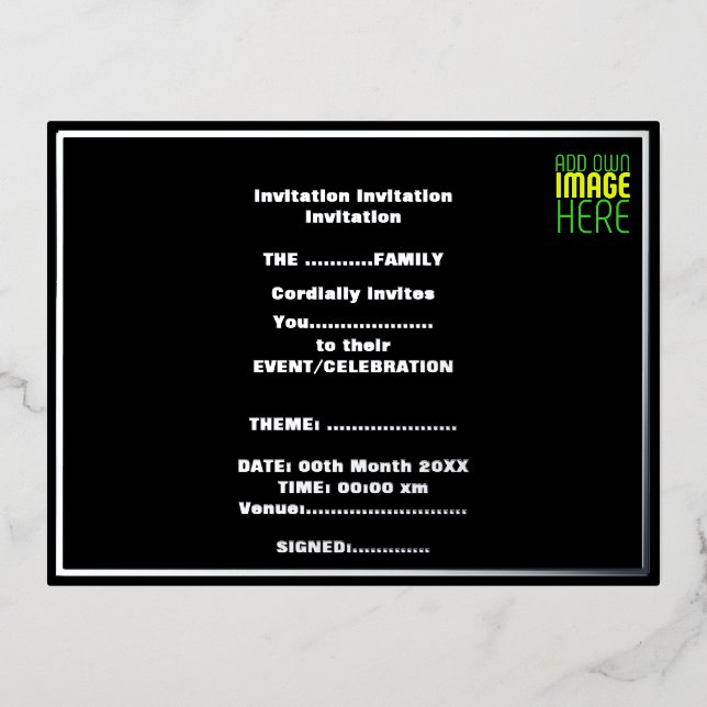 MODERN EDITABLE SIMPLE BLACK IMAGE TEXT TEMPLATE (Front)