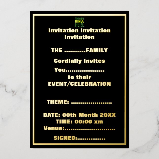 MODERN EDITABLE SIMPLE BLACK IMAGE TEXT TEMPLATE (Front)