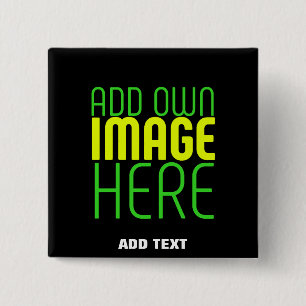 MODERN EDITABLE SIMPLE BLACK IMAGE TEXT TEMPLATE 15 CM SQUARE BADGE
