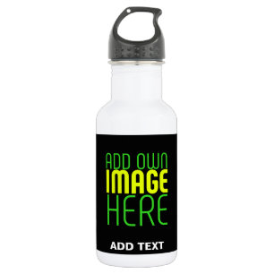 MODERN EDITABLE SIMPLE BLACK IMAGE TEXT TEMPLATE 532 ML WATER BOTTLE