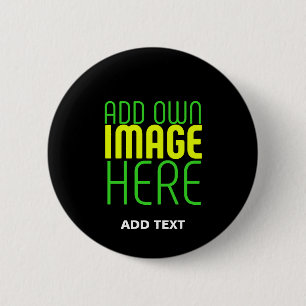 MODERN EDITABLE SIMPLE BLACK IMAGE TEXT TEMPLATE 6 CM ROUND BADGE