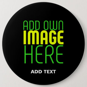 MODERN EDITABLE SIMPLE BLACK IMAGE TEXT TEMPLATE 6 CM ROUND BADGE