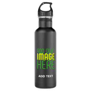 MODERN EDITABLE SIMPLE BLACK IMAGE TEXT TEMPLATE 710 ML WATER BOTTLE