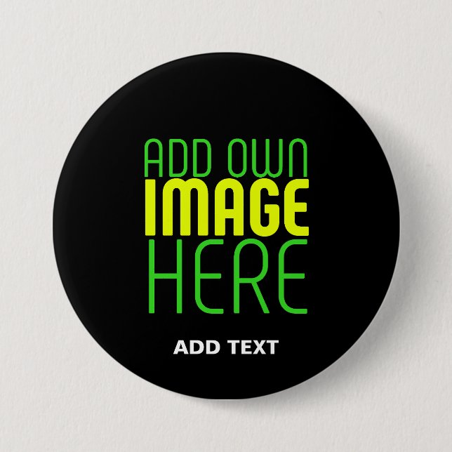 MODERN EDITABLE SIMPLE BLACK IMAGE TEXT TEMPLATE 7.5 CM ROUND BADGE (Front)