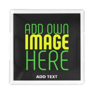MODERN EDITABLE SIMPLE BLACK IMAGE TEXT TEMPLATE ACRYLIC TRAY