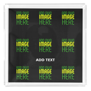 MODERN EDITABLE SIMPLE BLACK IMAGE TEXT TEMPLATE ACRYLIC TRAY