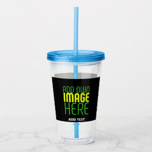 MODERN EDITABLE SIMPLE BLACK IMAGE TEXT TEMPLATE ACRYLIC TUMBLER