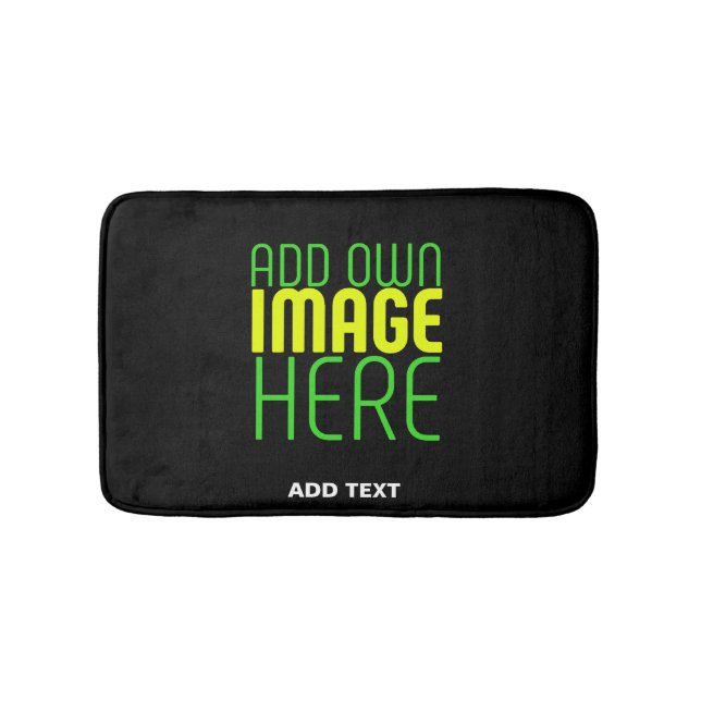 MODERN EDITABLE SIMPLE BLACK IMAGE TEXT TEMPLATE BATH MAT (Front)