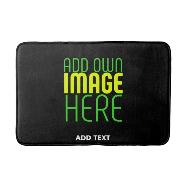 MODERN EDITABLE SIMPLE BLACK IMAGE TEXT TEMPLATE BATH MAT (Front)