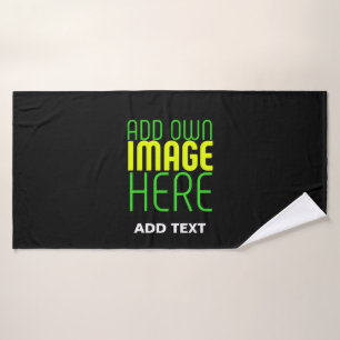 MODERN EDITABLE SIMPLE BLACK IMAGE TEXT TEMPLATE BATH TOWEL