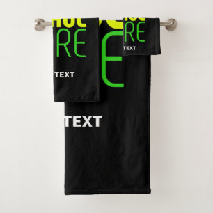 MODERN EDITABLE SIMPLE BLACK IMAGE TEXT TEMPLATE BATH TOWEL SET