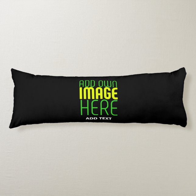 MODERN EDITABLE SIMPLE BLACK IMAGE TEXT TEMPLATE BODY CUSHION (Front)