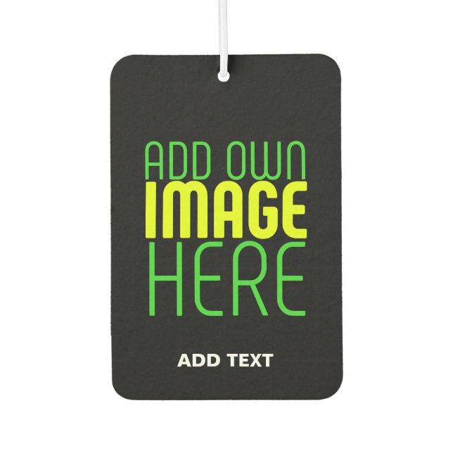 MODERN EDITABLE SIMPLE BLACK IMAGE TEXT TEMPLATE CAR AIR FRESHENER (Front)