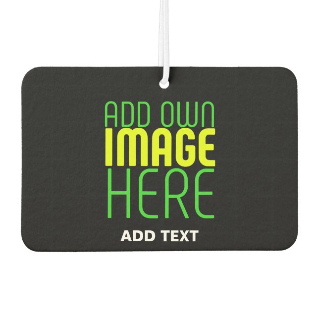 MODERN EDITABLE SIMPLE BLACK IMAGE TEXT TEMPLATE CAR AIR FRESHENER (Front)