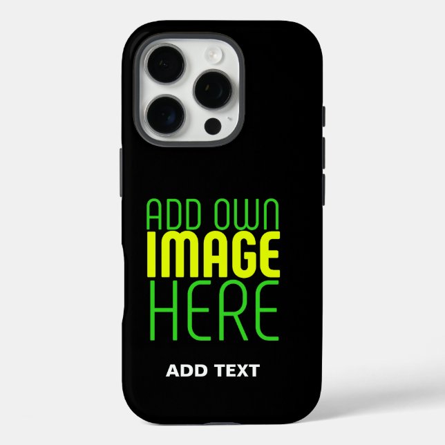 MODERN EDITABLE SIMPLE BLACK IMAGE TEXT TEMPLATE Case-Mate iPhone CASE (Back)