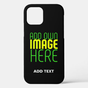 MODERN EDITABLE SIMPLE BLACK IMAGE TEXT TEMPLATE iPhone 12 CASE