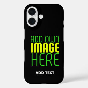 MODERN EDITABLE SIMPLE BLACK IMAGE TEXT TEMPLATE iPhone 16 CASE