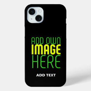 MODERN EDITABLE SIMPLE BLACK IMAGE TEXT TEMPLATE iPhone 15 MINI CASE