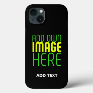 MODERN EDITABLE SIMPLE BLACK IMAGE TEXT TEMPLATE iPhone 13 CASE