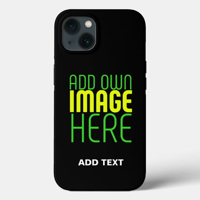MODERN EDITABLE SIMPLE BLACK IMAGE TEXT TEMPLATE Case-Mate iPhone CASE (Back)