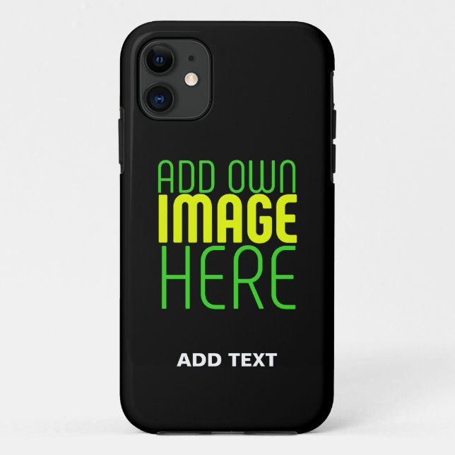 MODERN EDITABLE SIMPLE BLACK IMAGE TEXT TEMPLATE Case-Mate iPhone CASE (Back)
