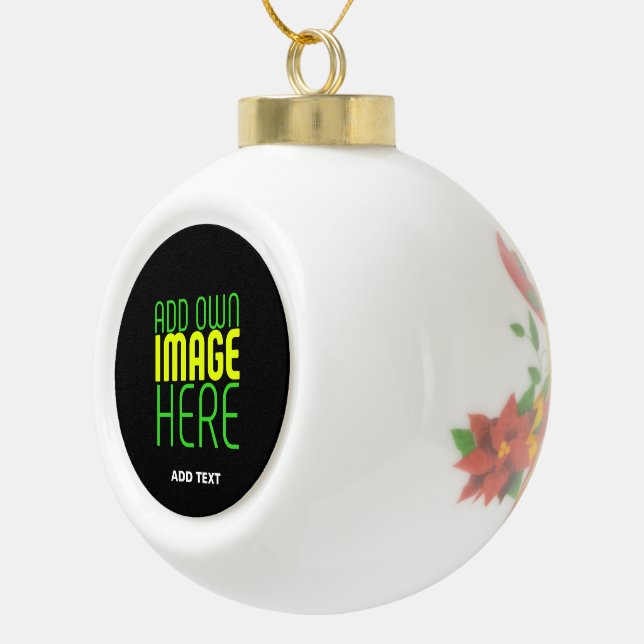 MODERN EDITABLE SIMPLE BLACK IMAGE TEXT TEMPLATE CERAMIC BALL CHRISTMAS ORNAMENT (Right)