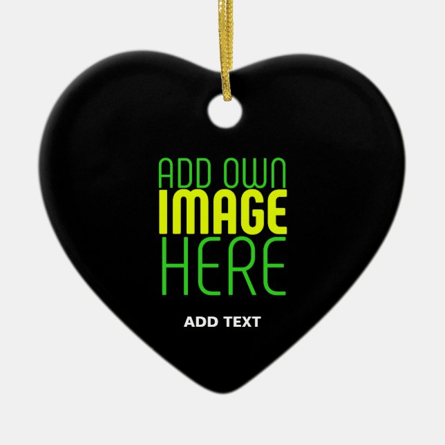 MODERN EDITABLE SIMPLE BLACK IMAGE TEXT TEMPLATE CERAMIC TREE DECORATION (Front)