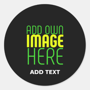 MODERN EDITABLE SIMPLE BLACK IMAGE TEXT TEMPLATE CLASSIC ROUND STICKER