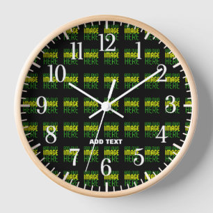 MODERN EDITABLE SIMPLE BLACK IMAGE TEXT TEMPLATE CLOCK
