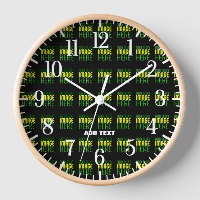 MODERN EDITABLE SIMPLE BLACK IMAGE TEXT TEMPLATE CLOCK (Front)