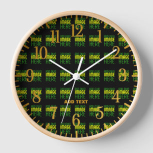 MODERN EDITABLE SIMPLE BLACK IMAGE TEXT TEMPLATE CLOCK