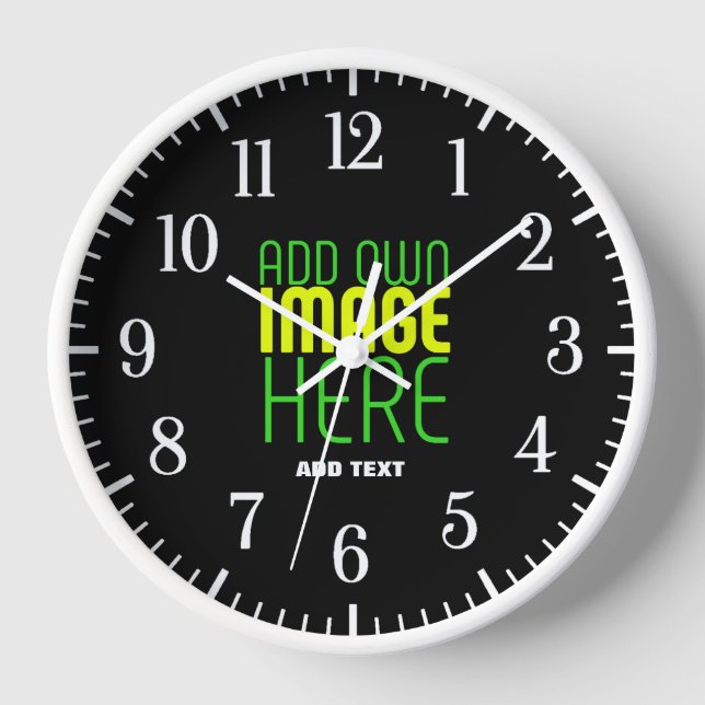 MODERN EDITABLE SIMPLE BLACK IMAGE TEXT TEMPLATE CLOCK (Front)