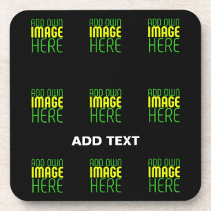 MODERN EDITABLE SIMPLE BLACK IMAGE TEXT TEMPLATE COASTER
