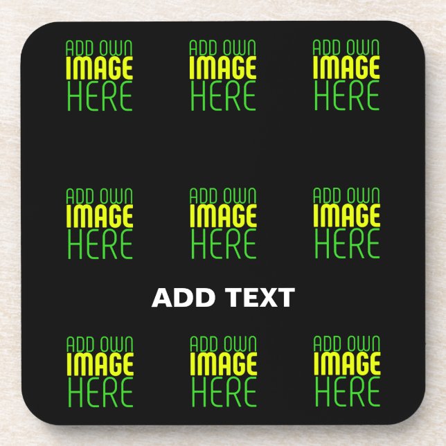 MODERN EDITABLE SIMPLE BLACK IMAGE TEXT TEMPLATE COASTER (Front)
