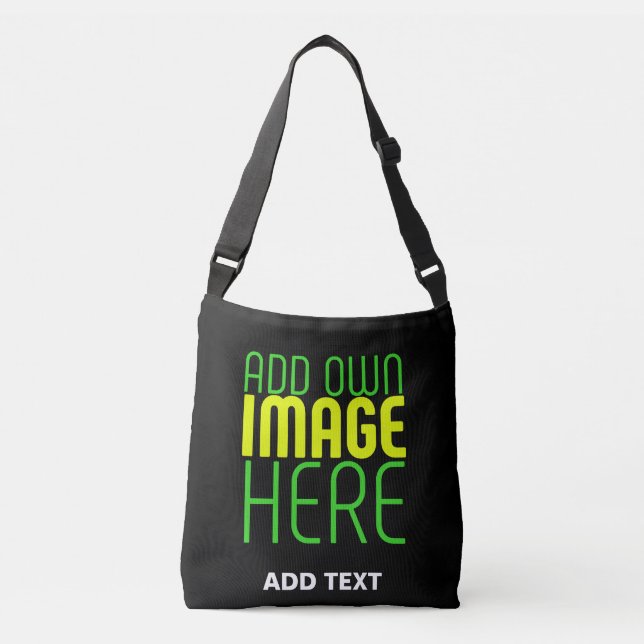 MODERN EDITABLE SIMPLE BLACK IMAGE TEXT TEMPLATE CROSSBODY BAG (Front)