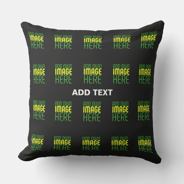 MODERN EDITABLE SIMPLE BLACK IMAGE TEXT TEMPLATE CUSHION (Front)