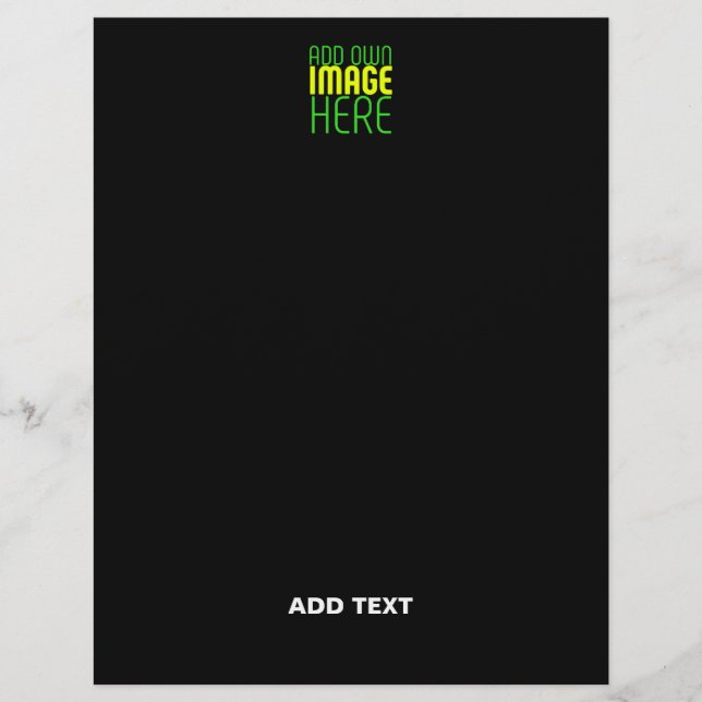 MODERN EDITABLE SIMPLE BLACK IMAGE TEXT TEMPLATE CUSTOM LETTERHEAD (Front)