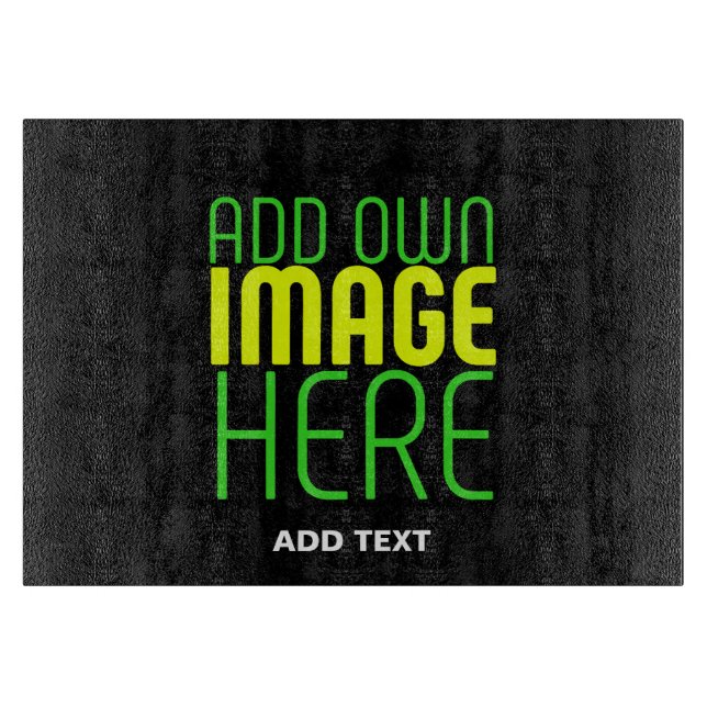 MODERN EDITABLE SIMPLE BLACK IMAGE TEXT TEMPLATE CUTTING BOARD (Front)