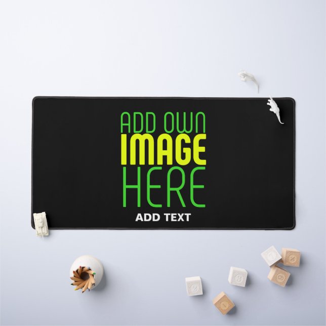 MODERN EDITABLE SIMPLE BLACK IMAGE TEXT TEMPLATE DESK MAT (Kids Table)