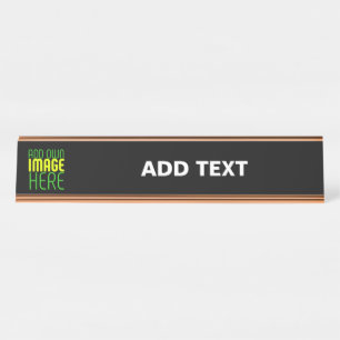 MODERN EDITABLE SIMPLE BLACK IMAGE TEXT TEMPLATE DESK NAME PLATE