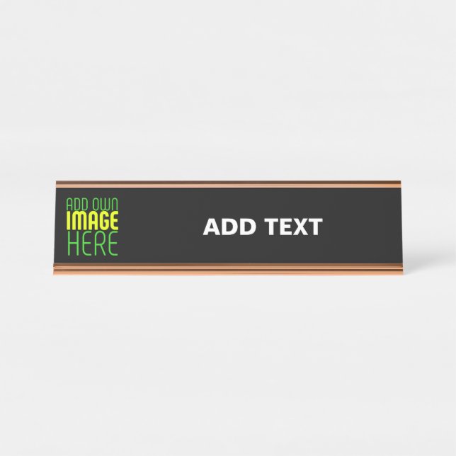 MODERN EDITABLE SIMPLE BLACK IMAGE TEXT TEMPLATE DESK NAME PLATE (Front)