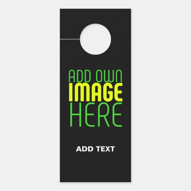 MODERN EDITABLE SIMPLE BLACK IMAGE TEXT TEMPLATE DOOR HANGER (Front)