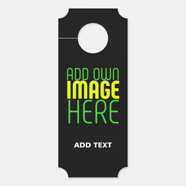 MODERN EDITABLE SIMPLE BLACK IMAGE TEXT TEMPLATE DOOR HANGER (Front)