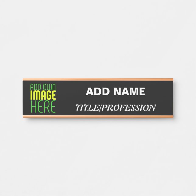 MODERN EDITABLE SIMPLE BLACK IMAGE TEXT TEMPLATE DOOR SIGN (Front)