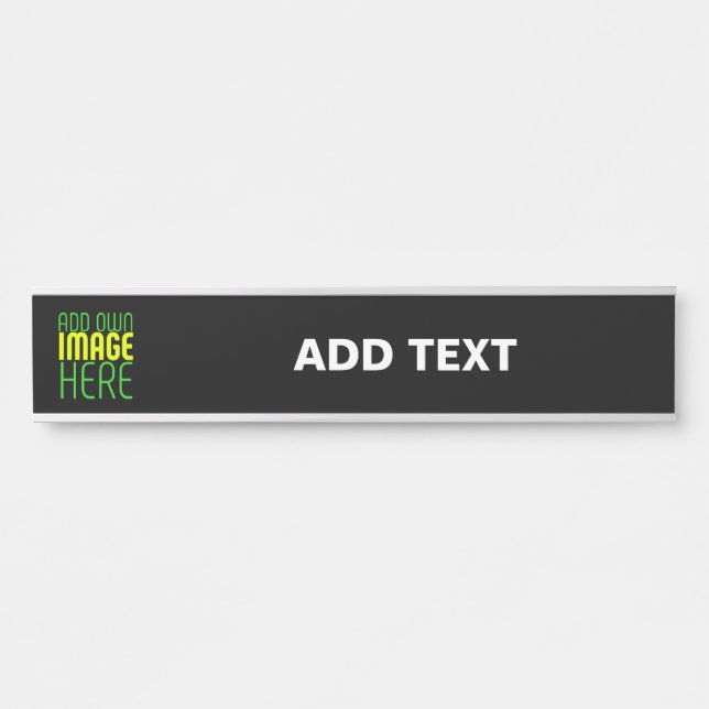 MODERN EDITABLE SIMPLE BLACK IMAGE TEXT TEMPLATE DOOR SIGN (Front)