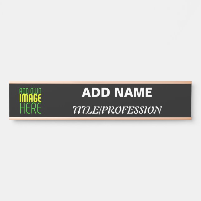 MODERN EDITABLE SIMPLE BLACK IMAGE TEXT TEMPLATE DOOR SIGN (Front)