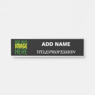 MODERN EDITABLE SIMPLE BLACK IMAGE TEXT TEMPLATE DOOR SIGN