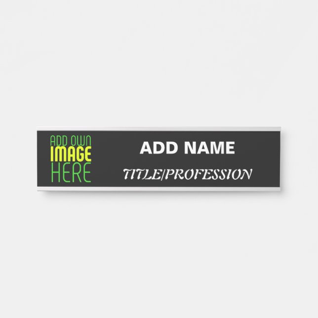 MODERN EDITABLE SIMPLE BLACK IMAGE TEXT TEMPLATE DOOR SIGN (Front)