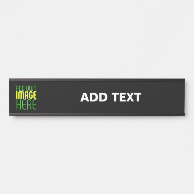 MODERN EDITABLE SIMPLE BLACK IMAGE TEXT TEMPLATE DOOR SIGN (Front)